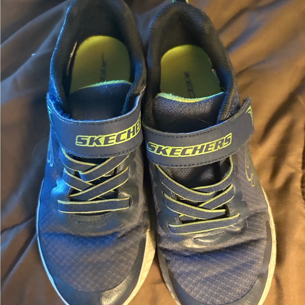 Skechers Kids' Navy and Lime Sneakers
